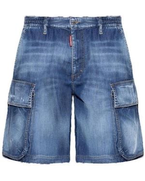 DSquared² Summer Lovers Denim Loose Cargo Shorts - Blue