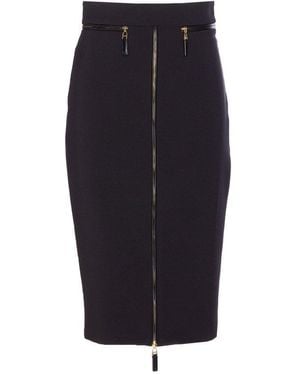 Elisabetta Franchi Zip-Detailed Midi Skirt - Blue