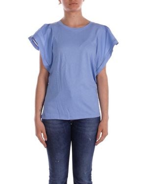 Ralph Lauren Poplin Flutter Sleeved T-Shirt - Blue