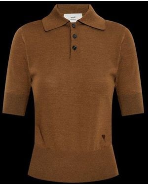 Ami Paris De Coeur Jersey Polo - Black