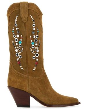 Sonora Boots Embellished Western Boots - Brown