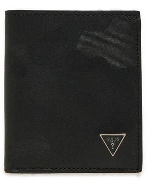 Guess Triangle-Logo Bi-Fold Wallet - Black