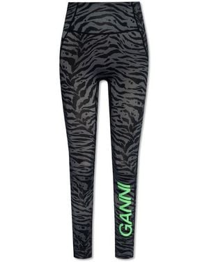 Ganni Animal Print Leggings - Black