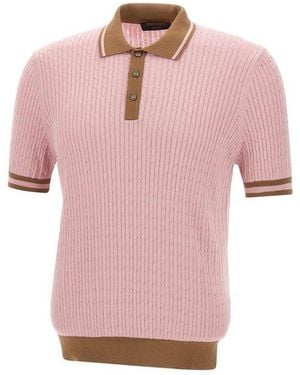 Gran Sasso Short Sleeve Knitted Polo Shirt - Pink