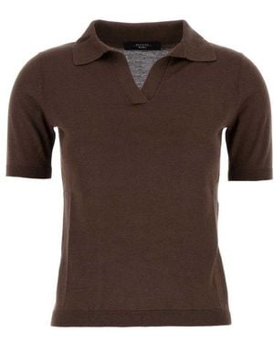 Weekend by Maxmara Roncolo V-Neck Knitted Polo Shirt - Brown