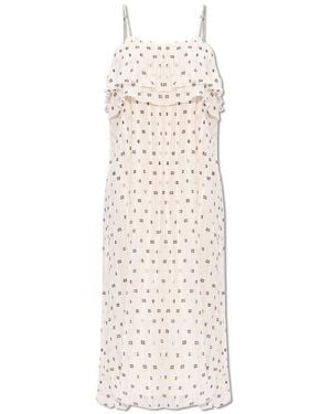 Ganni Pleated Dress, - White