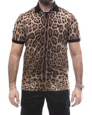 Dolce & Gabbana Leopard Print Polo Shirt - Black