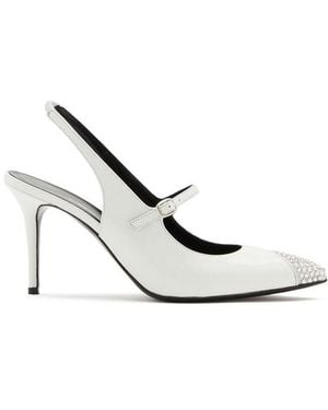 Alessandra Rich Embellished Slingback Court Shoes - White
