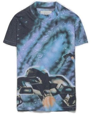 ERL Space Printed Crewneck T-Shirt - Blue