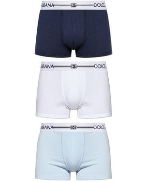 Dolce & Gabbana Logo Waistband Three Pack Of Boxers - Blue