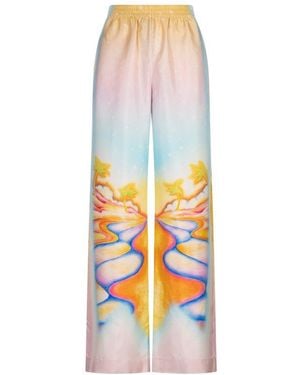 CASABLANCA Psychedelic Nirvana Satin Trousers - White