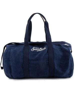 Mc2 Saint Barth Logo Embroidered Duffel Bag - Blue
