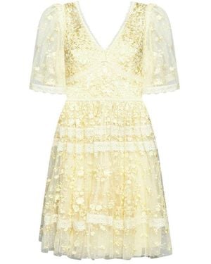 Needle & Thread Floral Embroidered Dress - Yellow