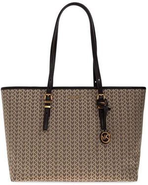 MICHAEL Michael Kors Quinn Large Logo Jacquard Tote Bag - Brown
