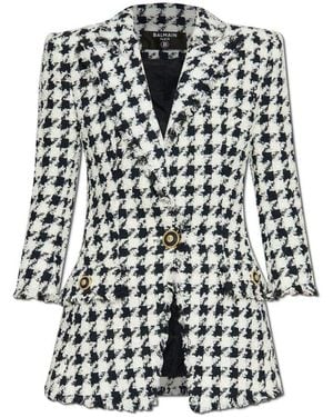 Balmain Single Breasted Tweed Blazer - Black