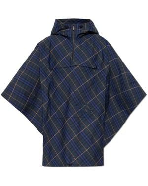 Burberry Chequered Poncho - Blue