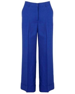 P.A.R.O.S.H. Raisa Pressed Crease Trousers - Blue