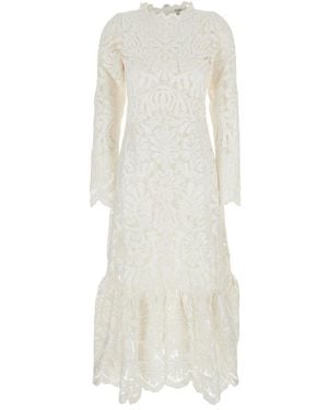Sea Agathe Applique Long-Sleeved Dress (D2) - White
