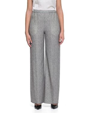 Emporio Armani Elasticated-Waistband Herringbone Trousers - Grey