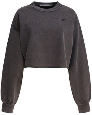 Alexander Wang Cropped Crewneck Sweatshirt - Black