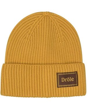 Drole de Monsieur Logo Patch Turn-Up Hem Beanie - Yellow