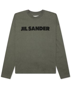 Jil Sander Logo Printed Long-Sleeved T-Shirt - Green