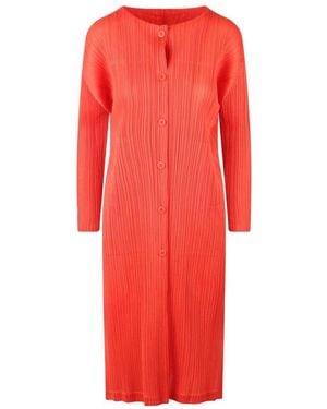 Pleats Please Issey Miyake Monthly Colours February Long Dress - Red