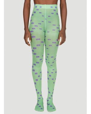 Acne Studios Face Logo Patch Woven Tights - Green