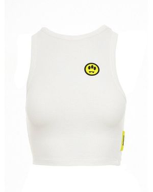 Barrow Rubberised-Logo Crewneck Tank Top - White