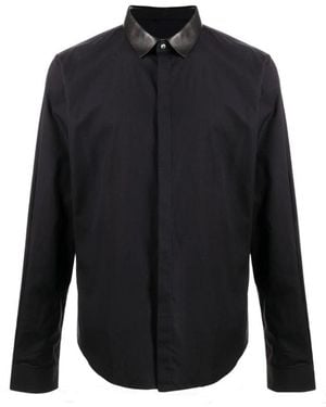 Gucci Long Sleeved Faux Leather Collar Shirt - Blue