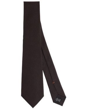 ZEGNA Jacquard Pointed Tip Tie - Brown