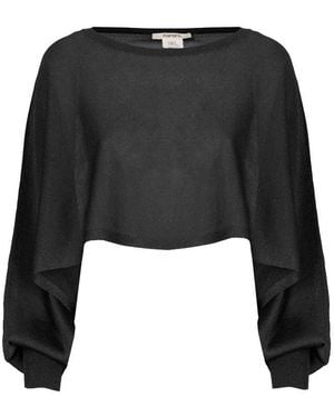 Kangra Draped Long Sleeve Top - Black