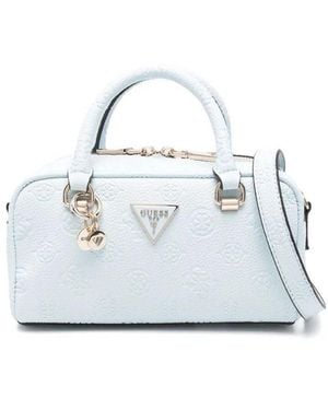 Guess Small Cresidia Top Zipped Tote Bag - White