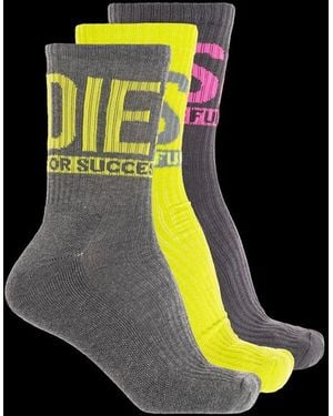 DIESEL Skm-Ray-3Pack-Cushioned Three Pack Socks - Yellow