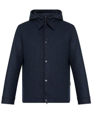 Woolrich Logo Detailed Hooded Jacket - Blue