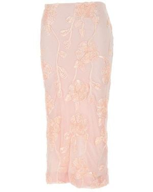ROTATE BIRGER CHRISTENSEN Flower Mesh Pencil Skirt - White