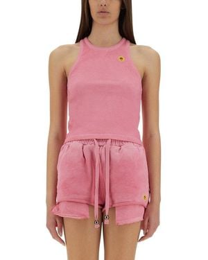 Barrow Logo Embroidered Ribbed Tank Top - Pink