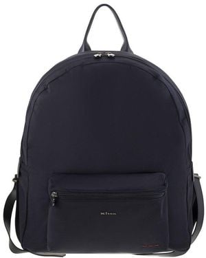 Kiton Logo Lettering Zipped Backpack - Blue