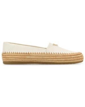 Prada Triangle-Logo Espadrilles - White