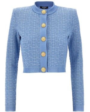 Balmain Pb Labyrinth Knit Cardigan - Blue