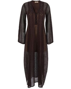 Twinset Knitted V Neck Embroidered Dress - Black