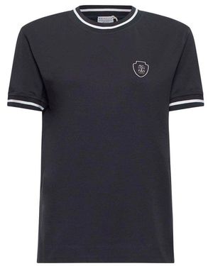 Brunello Cucinelli Cotton Logo T-Shirt - Black