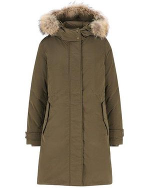 Woolrich Long Sleeved Hooded Coat - Natural