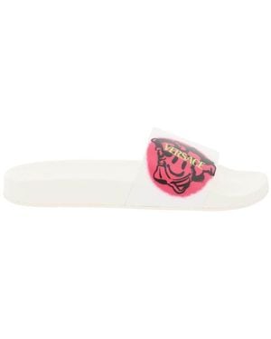 Versace Pool Slide With Medusa Smile Print - Multicolour