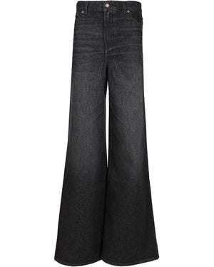 Chloé Logo Patch Wide-Leg Jeans - Black