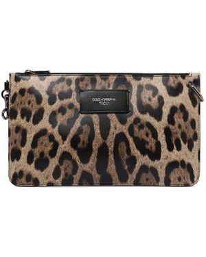 Dolce & Gabbana Leopard-Print Toiletry Bag - Metallic