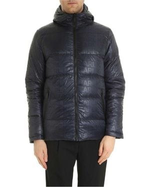 Karl Lagerfeld Zipped Hooded Down Jacket - Grey