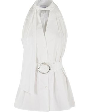 Isabelle Blanche Belted Sleeveless Top - White