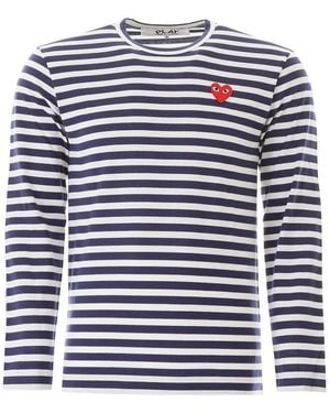 COMME DES GARÇONS PLAY Striped Crewneck T-Shirt - Blue