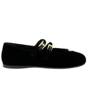 Prada Rhinestone Embellished Ballerina Flats With Adjustable